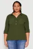 Plus Size Airy Half Button Shirt sold by Rainbow