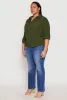 Plus Size Airy Half Button Shirt sold by Rainbow
