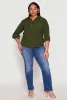 Plus Size Airy Half Button Shirt sold by Rainbow