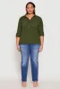 Plus Size Airy Half Button Shirt sold by Rainbow