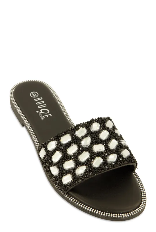 Gemstone Studded Slide Sandals sold by Rainbow
