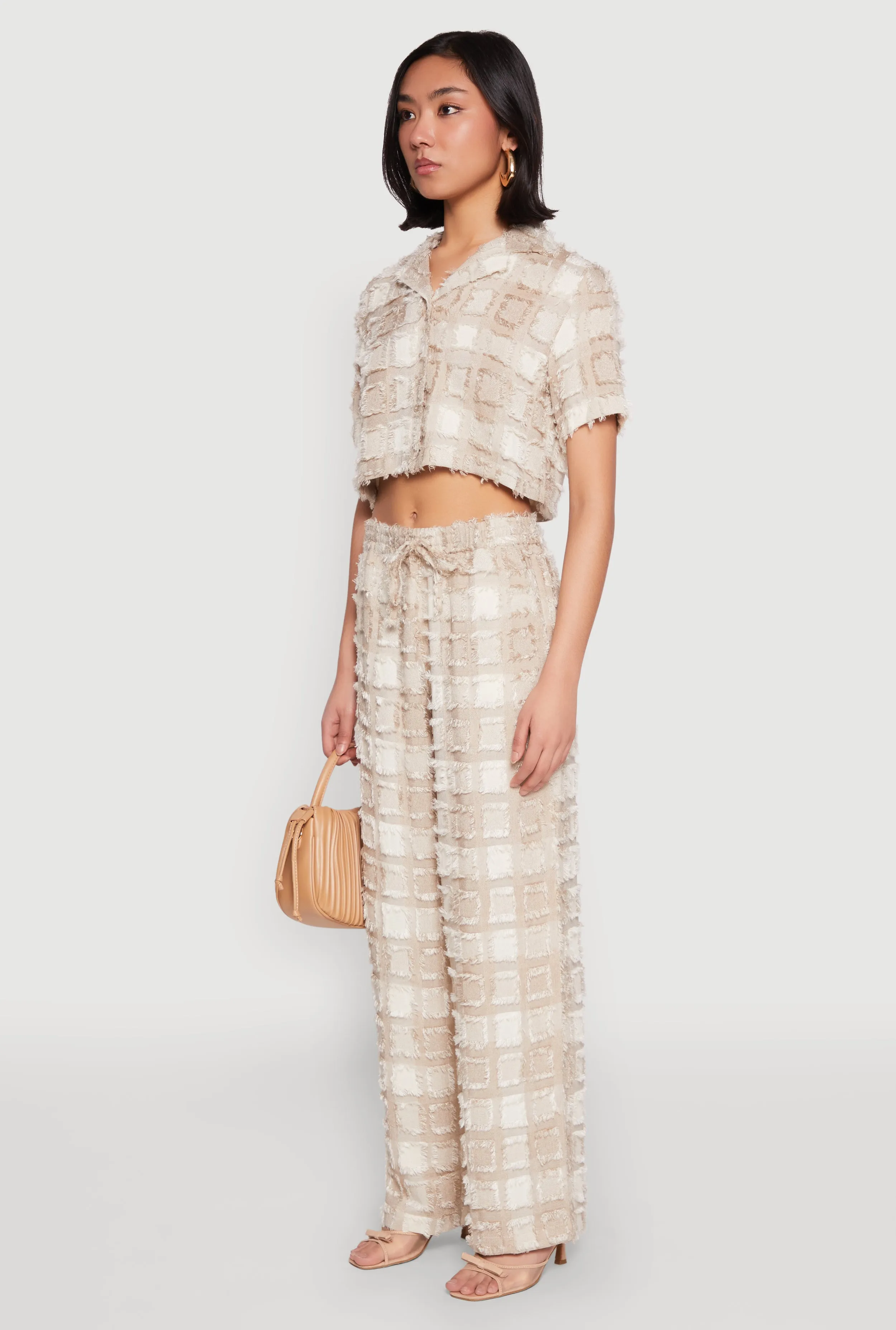 Spoon Jeans Plaid Frayed Cropped Shirt sold by Rainbow product image thumbnail 5