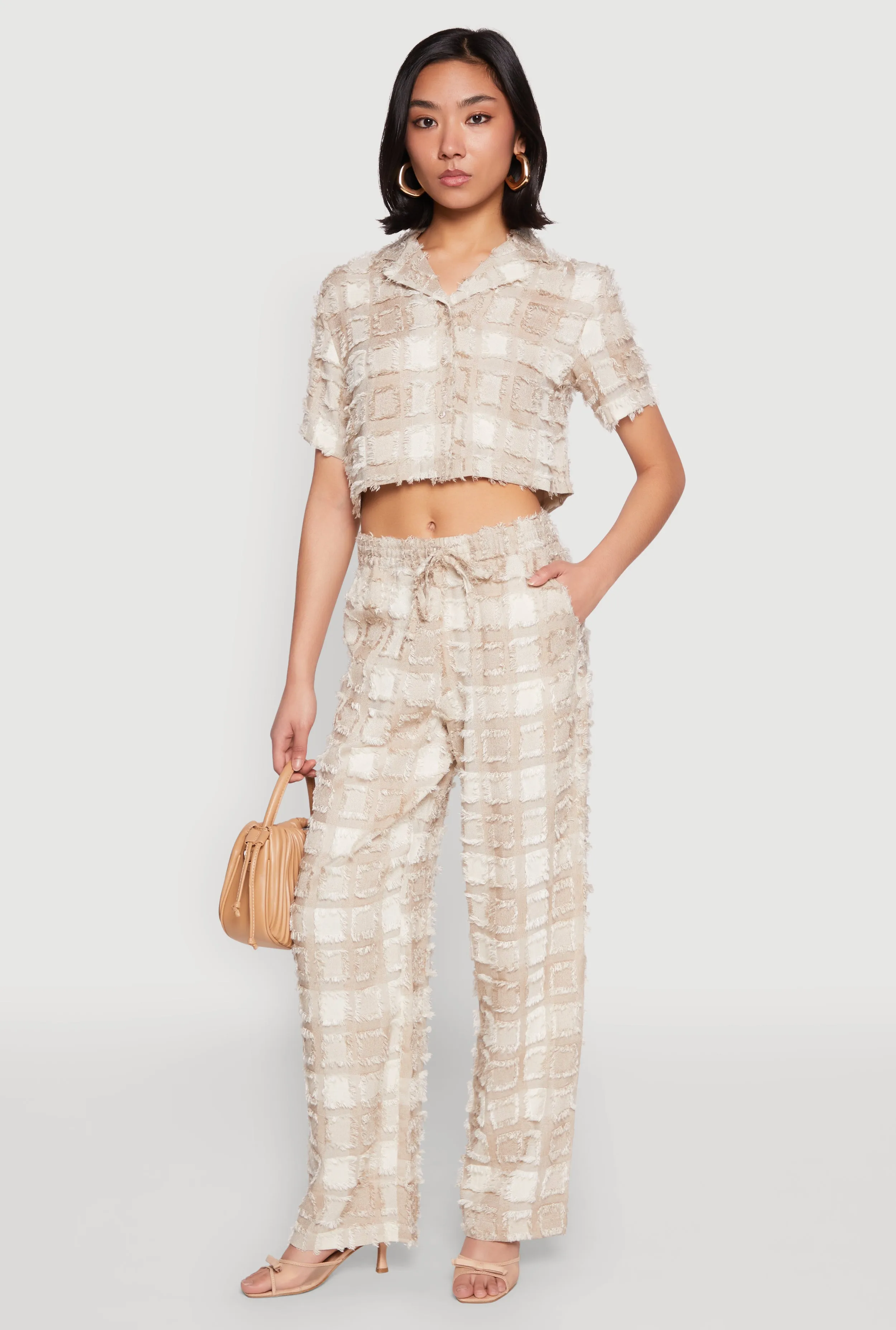 Spoon Jeans Plaid Frayed Cropped Shirt sold by Rainbow product image thumbnail 3