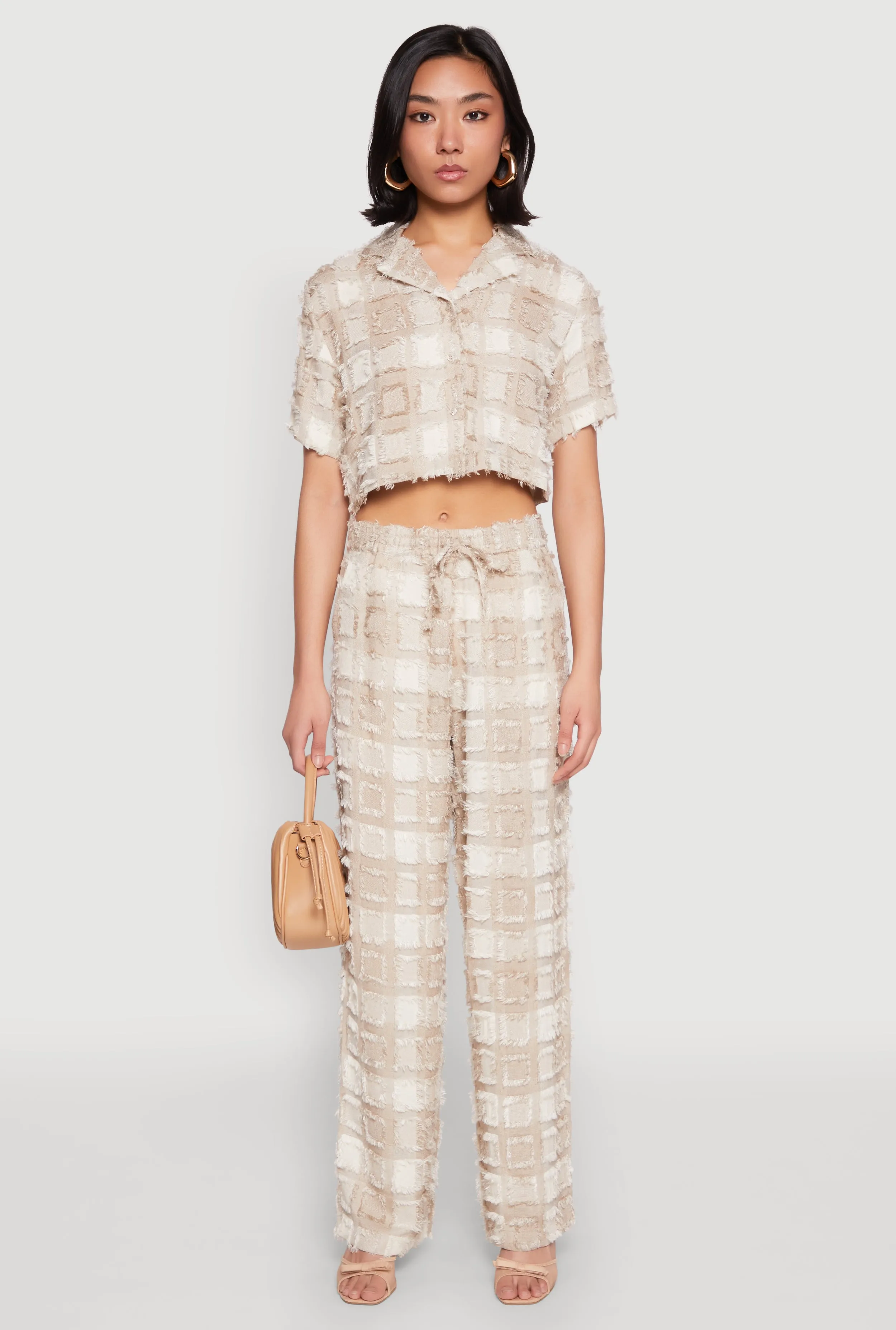 Spoon Jeans Plaid Frayed Cropped Shirt sold by Rainbow product image thumbnail 2