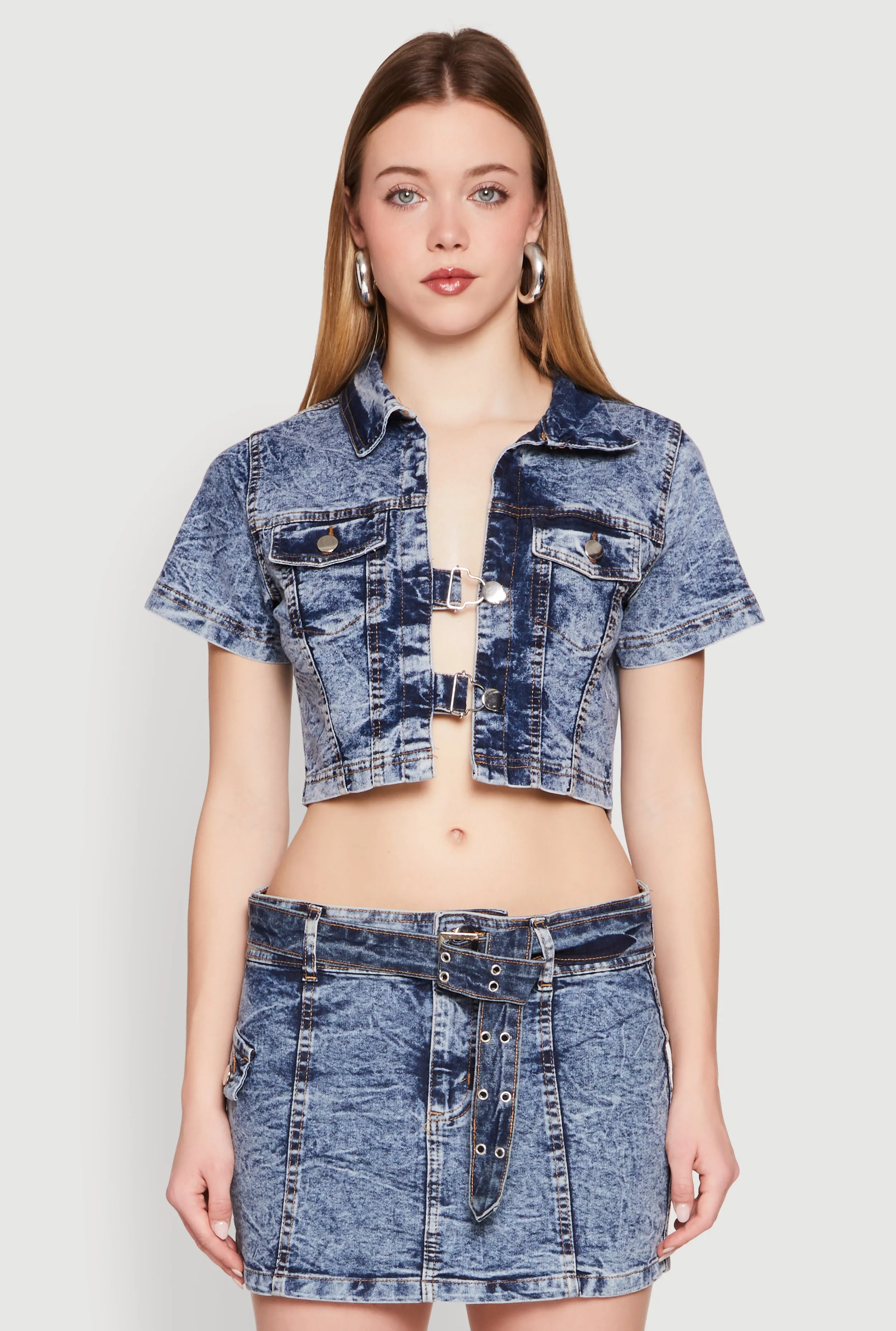 Spoon Jeans Mineral Wash Short Sleeve Cropped Jacket sold by Rainbow
