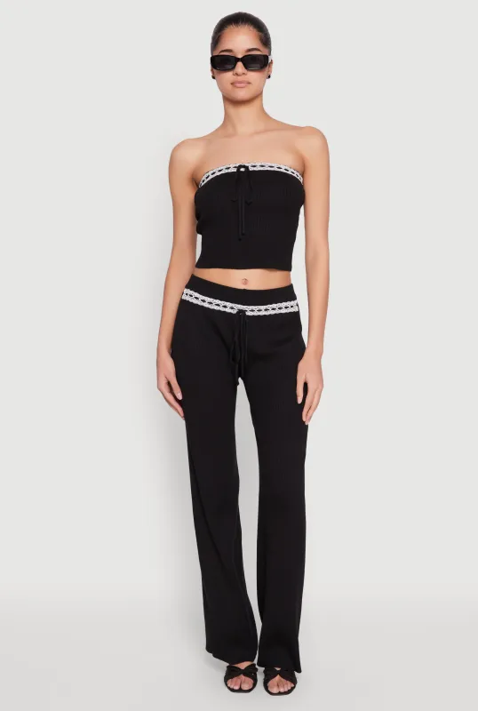 Almost Famous Lace Detail Wide Leg Pants sold by Rainbow