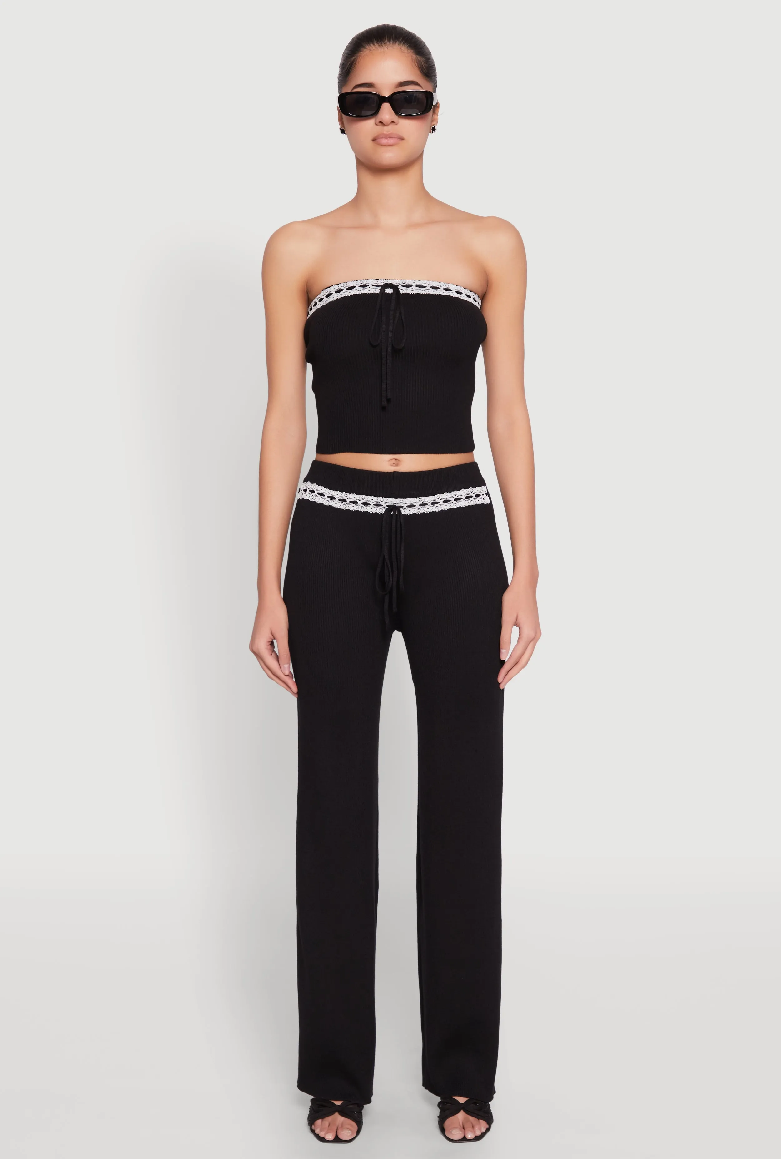 Almost Famous Drawstring Lace Trim Tube Top sold by Rainbow product image thumbnail 2