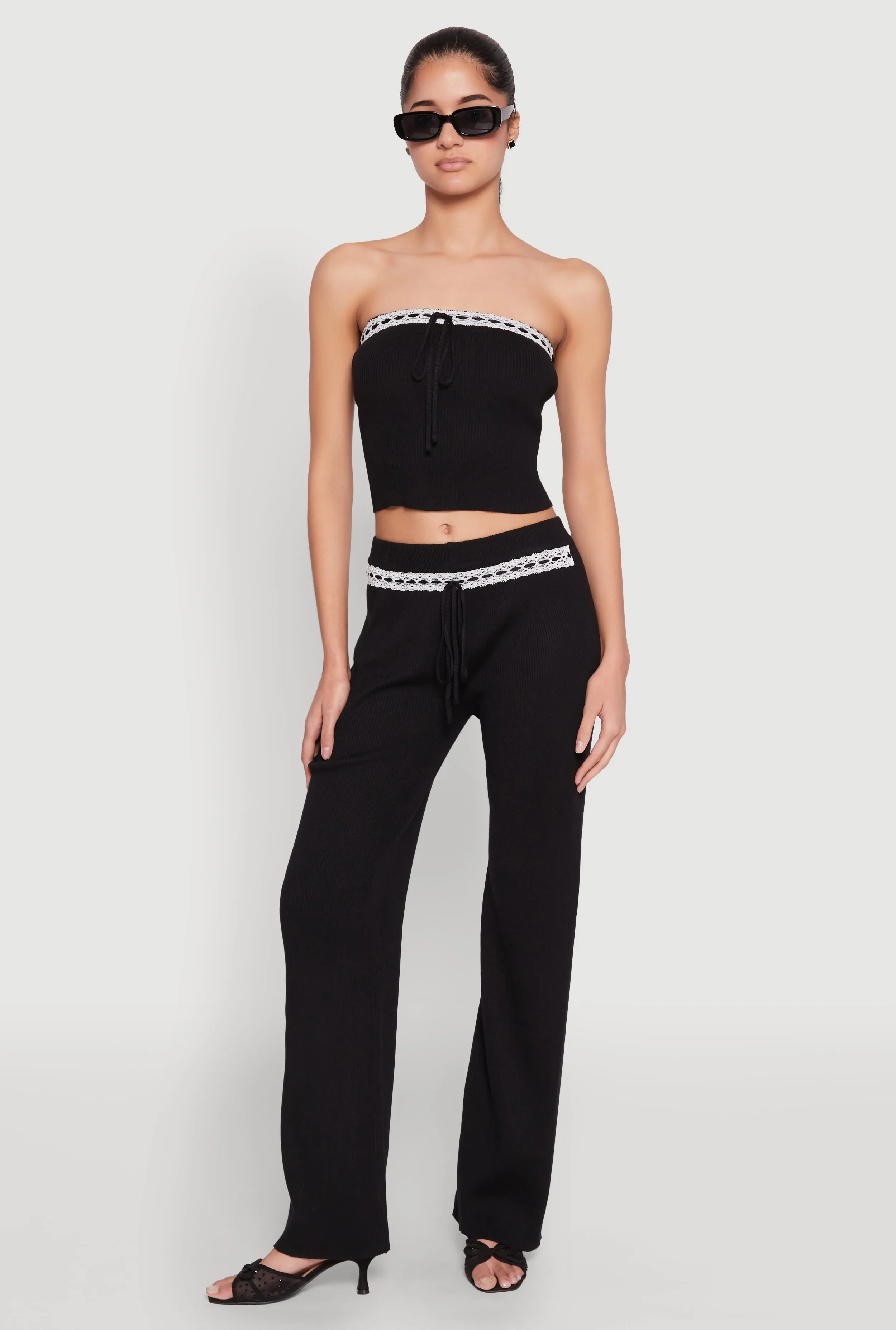 Almost Famous Drawstring Lace Trim Tube Top sold by Rainbow product image thumbnail 3