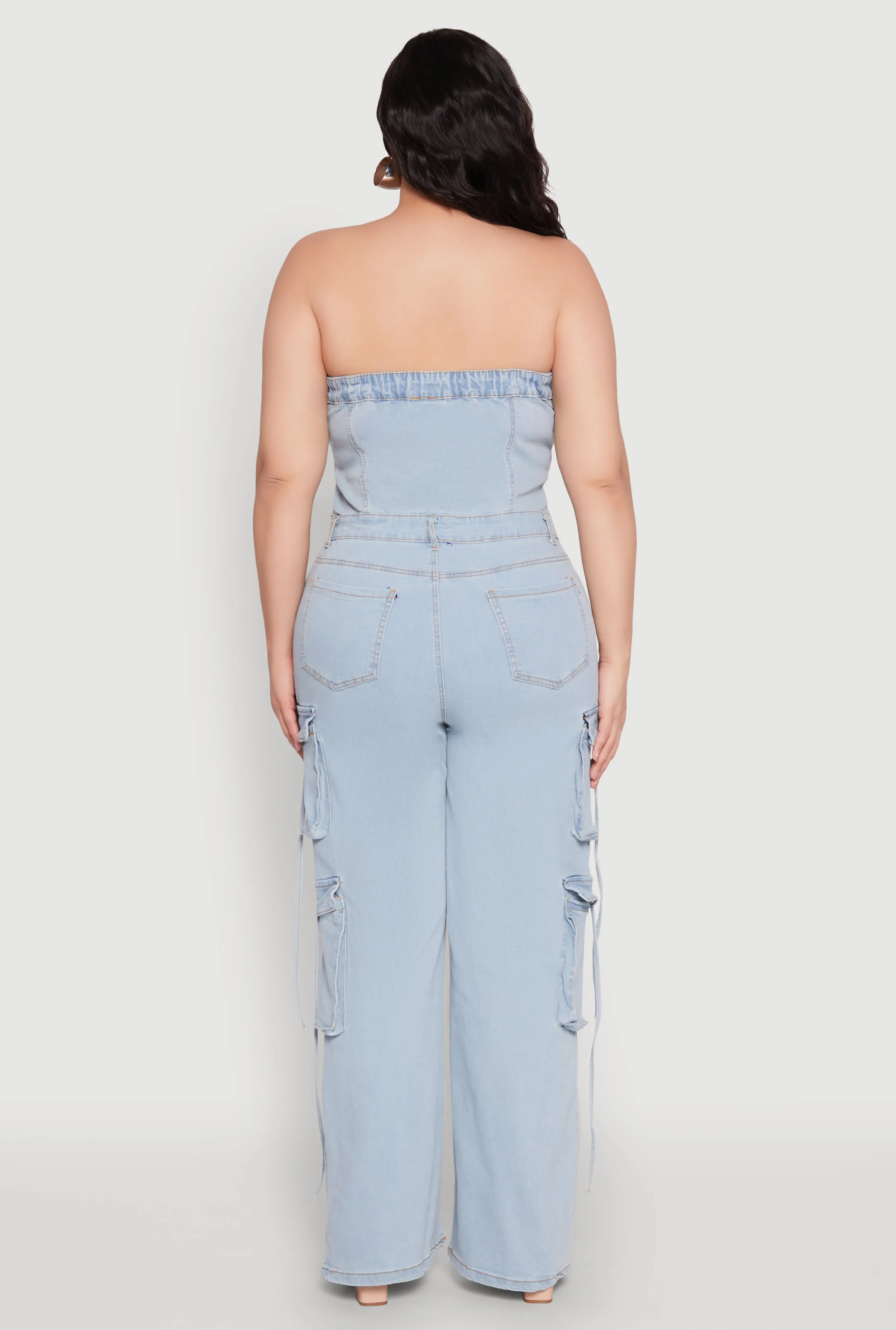 Plus Size Daisy Strapless Denim Cargo Jumpsuit sold by Rainbow product image thumbnail 5