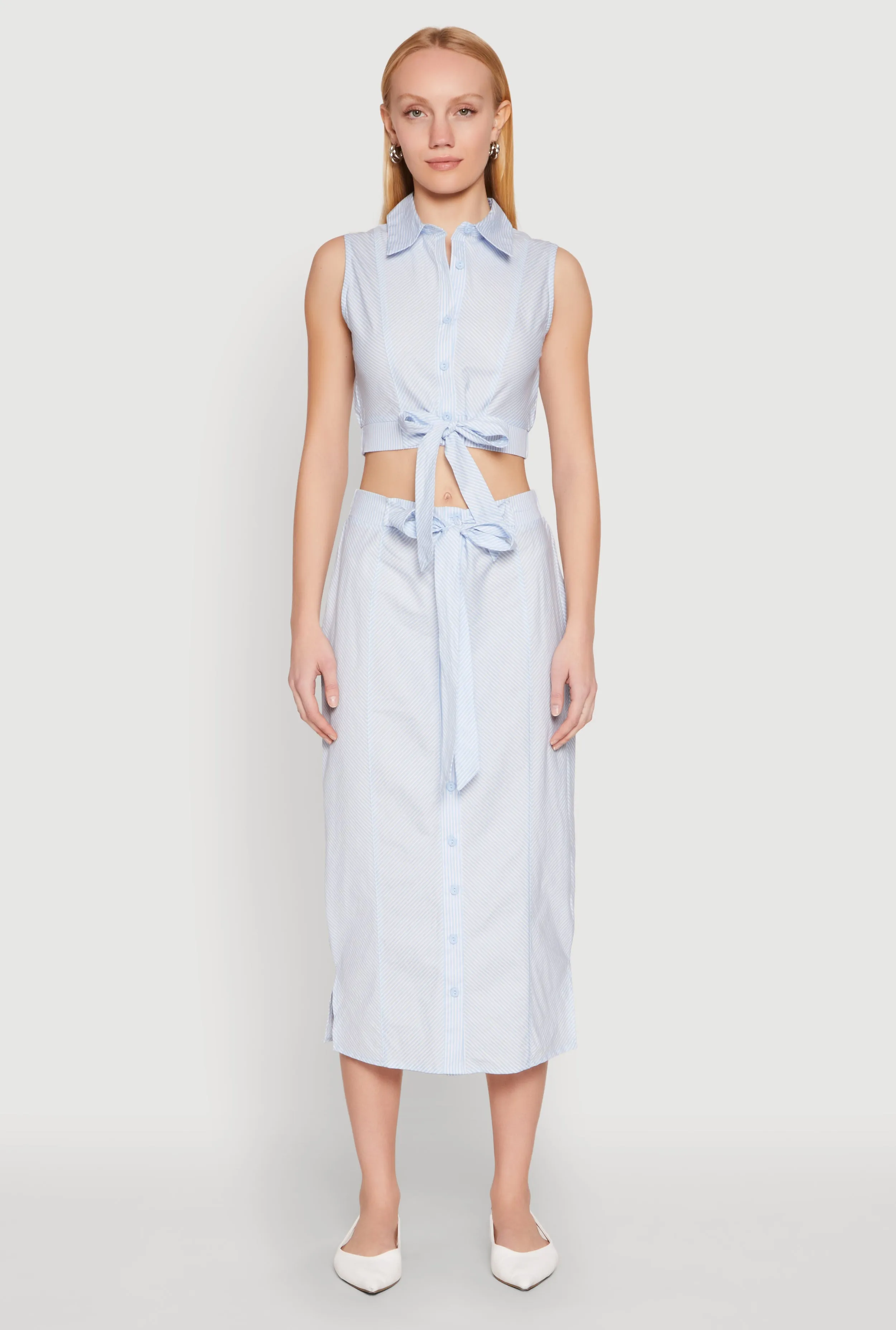 Striped Tie Front Midi Skirt sold by Rainbow product image thumbnail 2