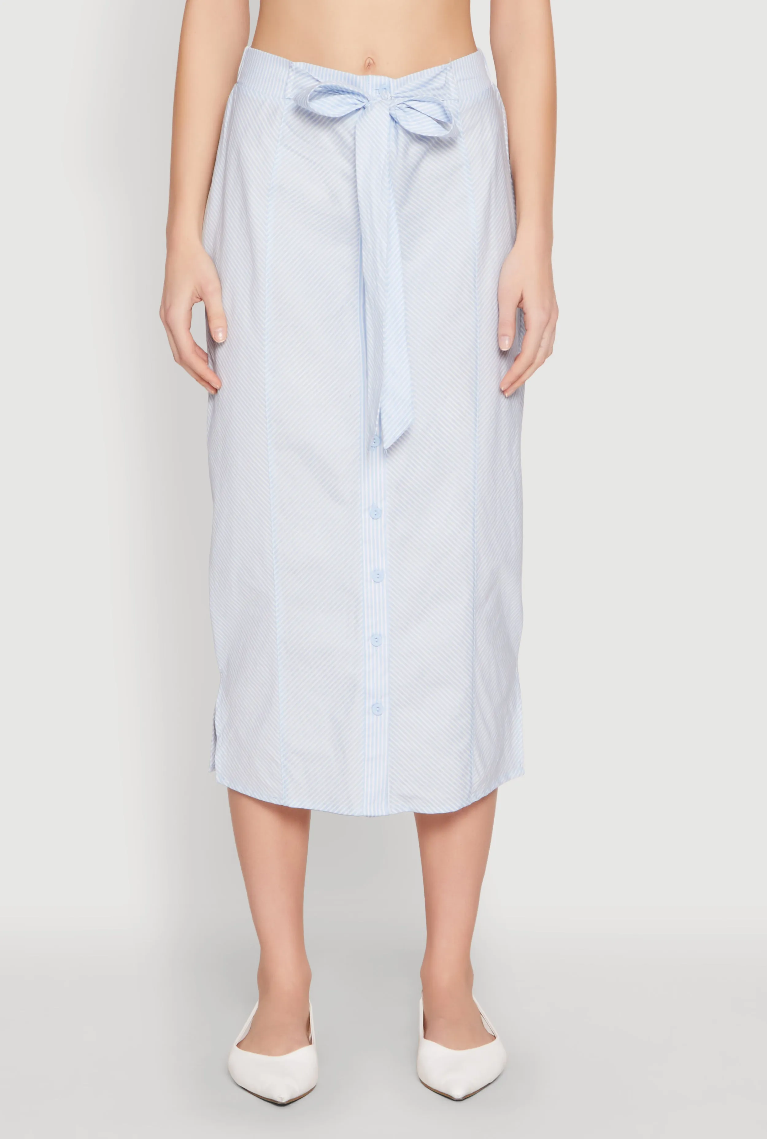 Striped Tie Front Midi Skirt sold by Rainbow product image thumbnail 3