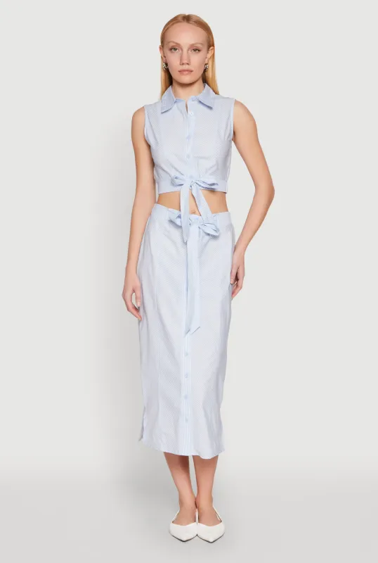 Striped Tie Front Midi Skirt sold by Rainbow