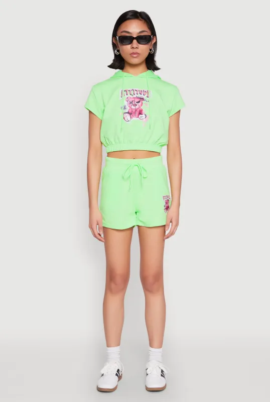 French Terry Bear Graphic Shorts sold by Rainbow