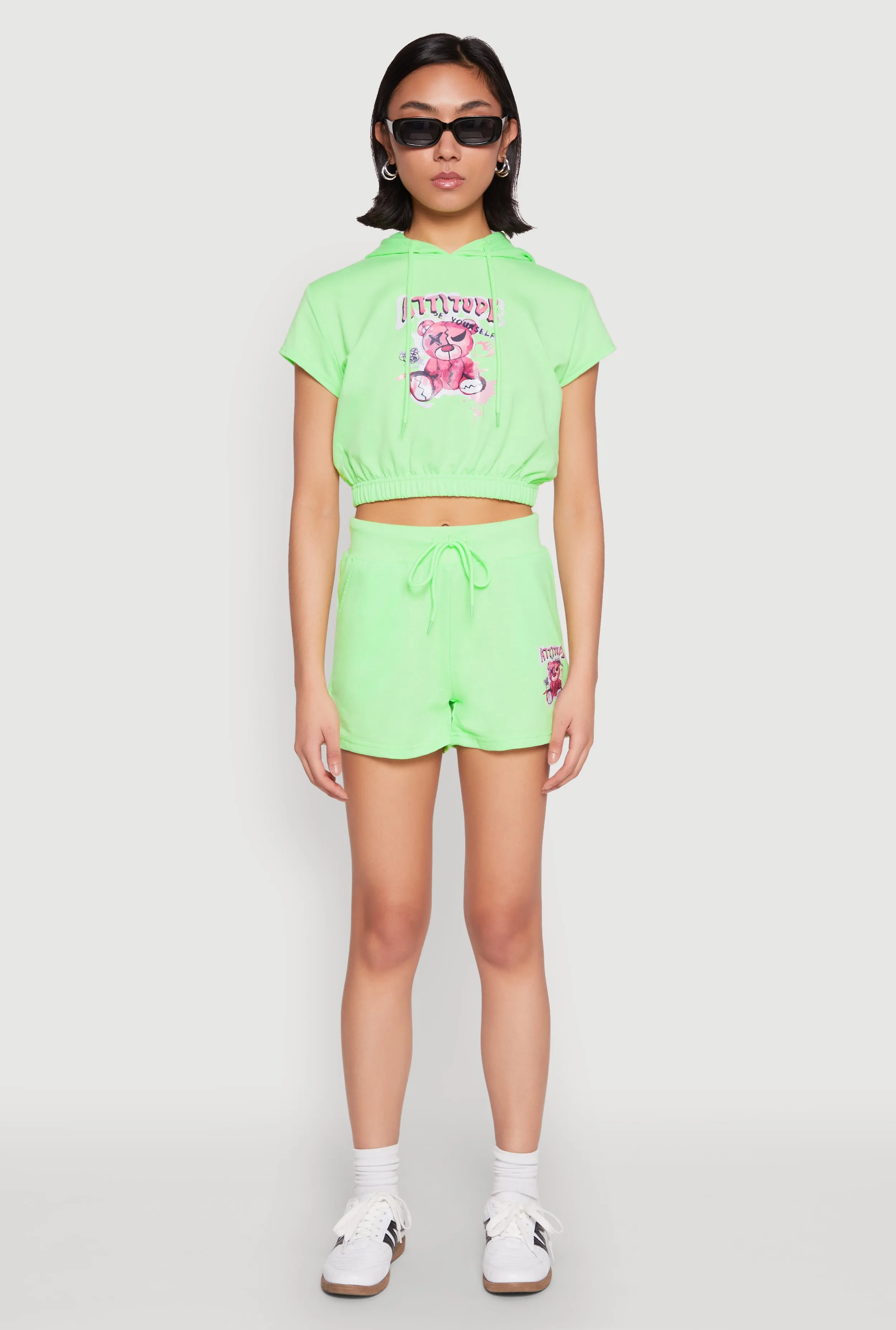 French Terry Bear Graphic Shorts sold by Rainbow