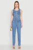 Daisy Sleeveless Button Front Denim Jumpsuit sold by Rainbow
