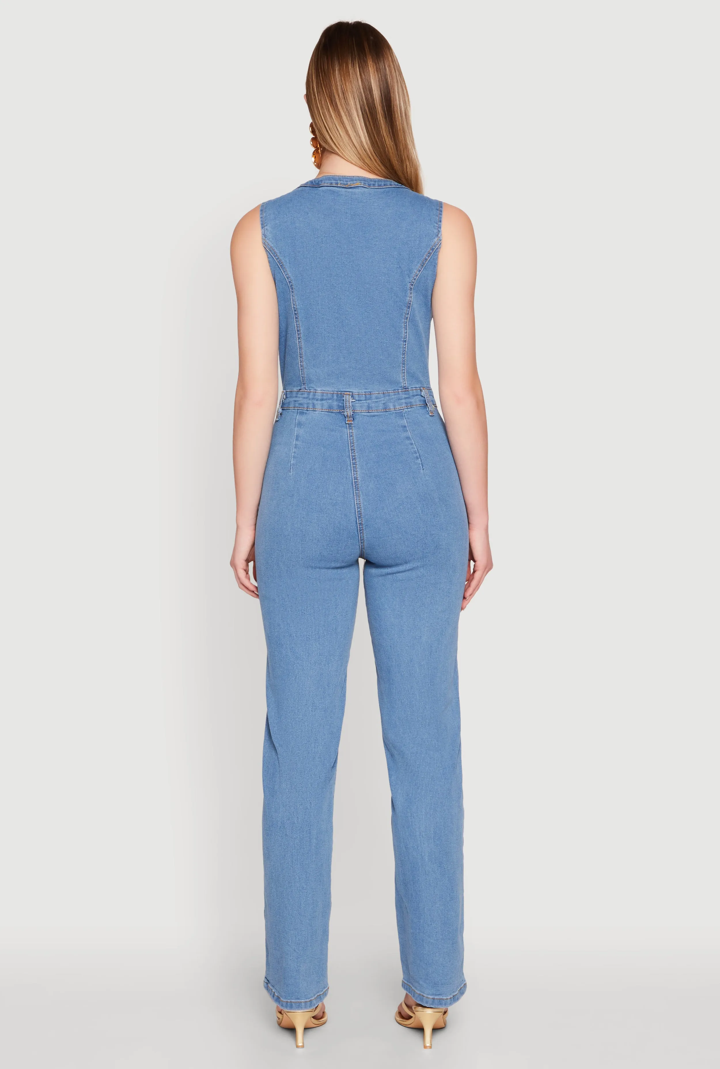 Daisy Sleeveless Button Front Denim Jumpsuit sold by Rainbow product image thumbnail 5