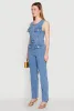 Daisy Sleeveless Button Front Denim Jumpsuit sold by Rainbow