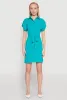 Crepe Knit Tie Waist Belted Shirt Dress sold by Rainbow