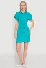 Crepe Knit Tie Waist Belted Shirt Dress sold by Rainbow