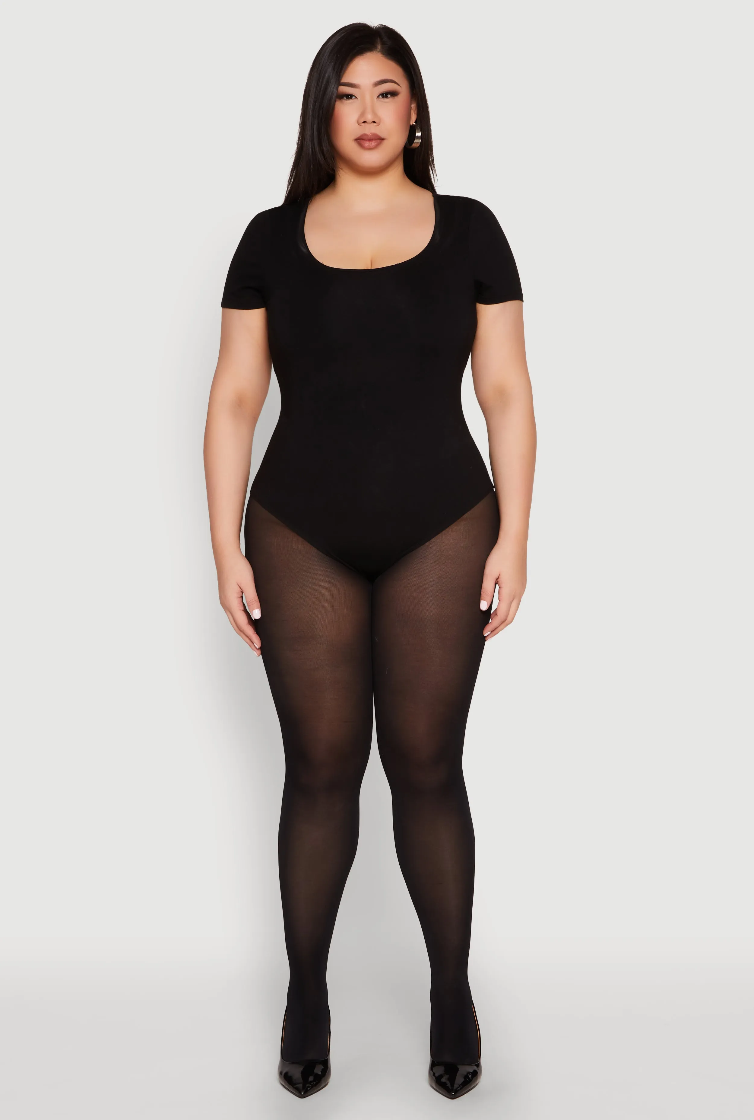 Plus Size Scoop Neck Double Layered Bodysuit sold by Rainbow product image thumbnail 3