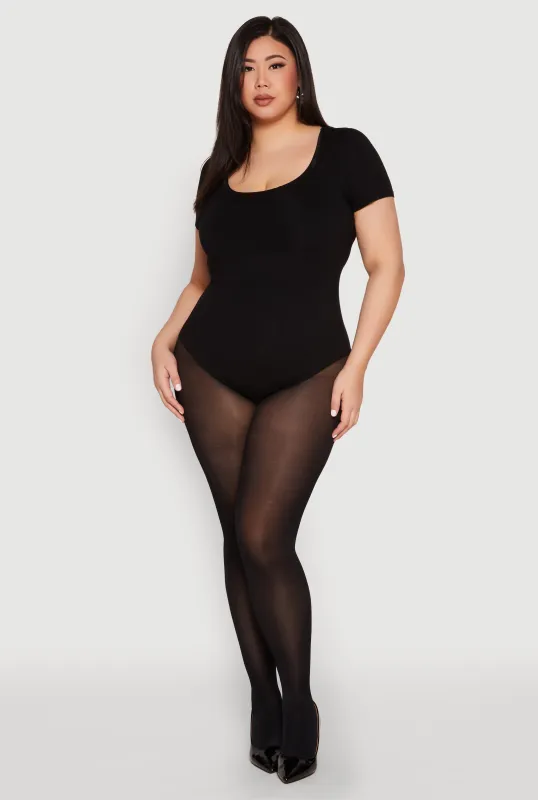 Plus Size Scoop Neck Double Layered Bodysuit sold by Rainbow