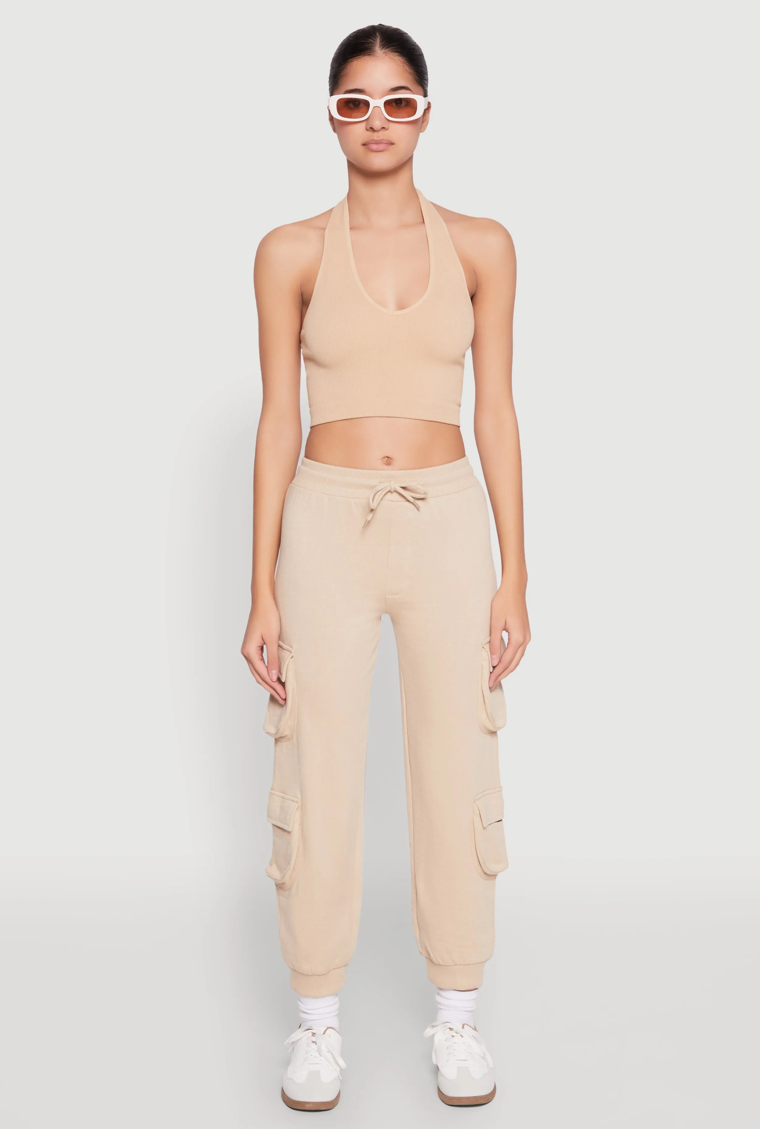 Fleece Ruched Hem Cargo Sweatpants sold by Rainbow product image thumbnail 2