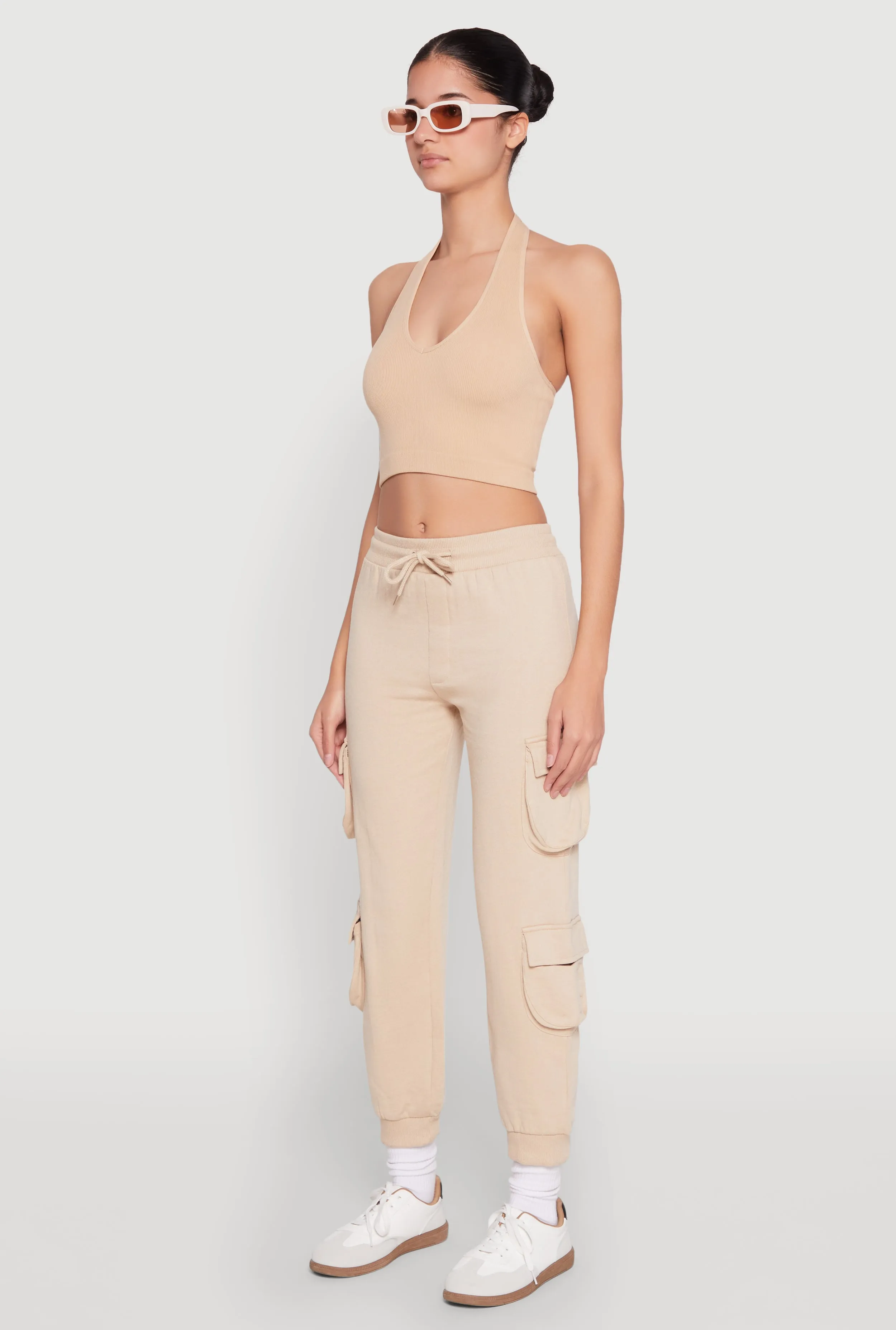 Fleece Ruched Hem Cargo Sweatpants sold by Rainbow product image thumbnail 3