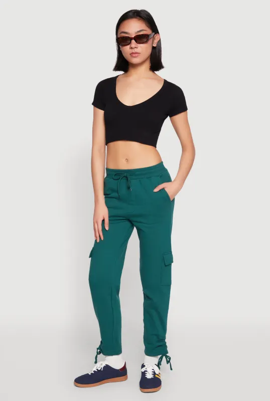 Fleece Ruched Hem Cargo Sweatpants sold by Rainbow