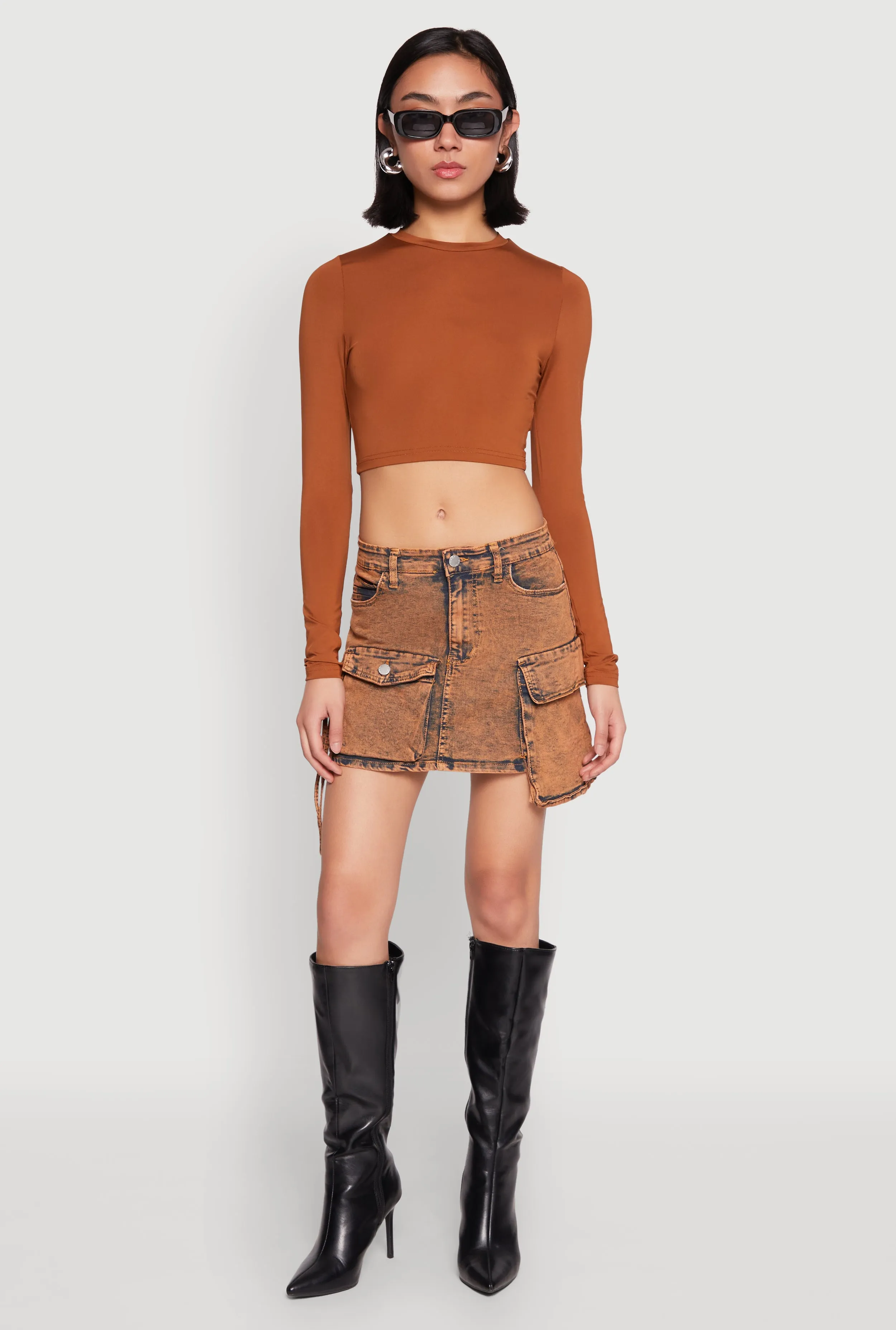 Daisy Mineral Wash Cargo Denim Skirt sold by Rainbow