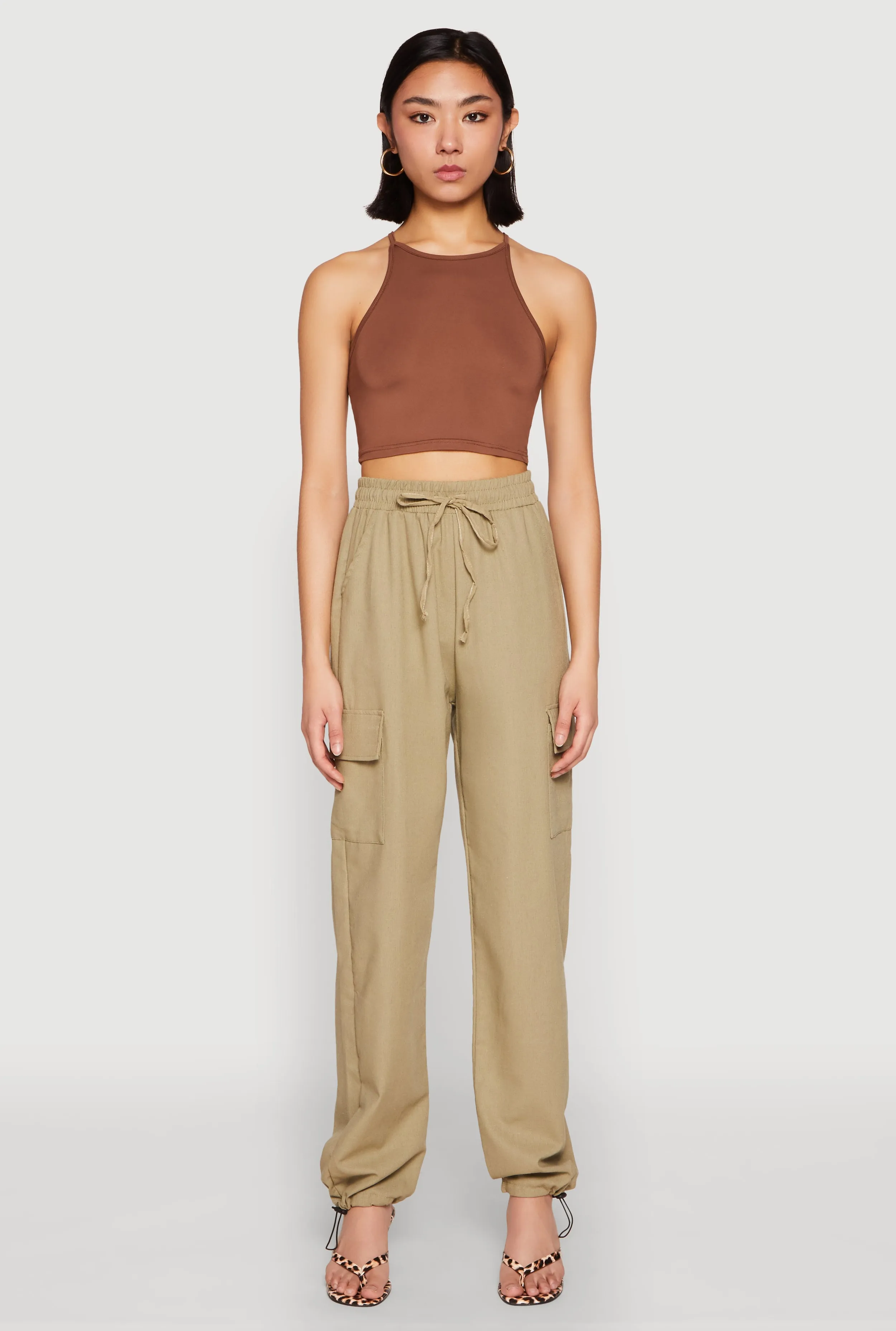 Toggle Drawstring Hem Linen Cargo Pants sold by Rainbow product image thumbnail 2