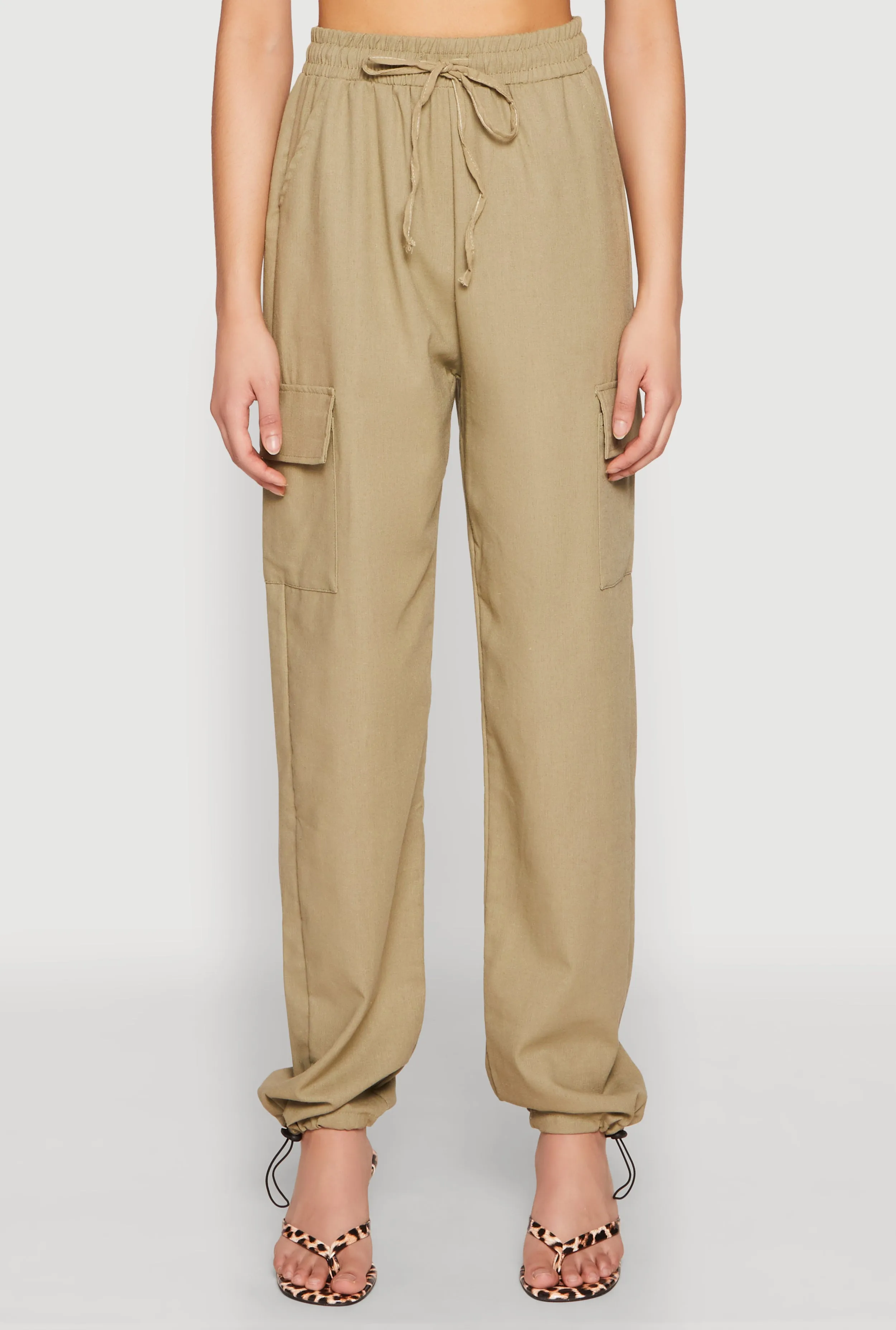 Toggle Drawstring Hem Linen Cargo Pants sold by Rainbow product image thumbnail 5