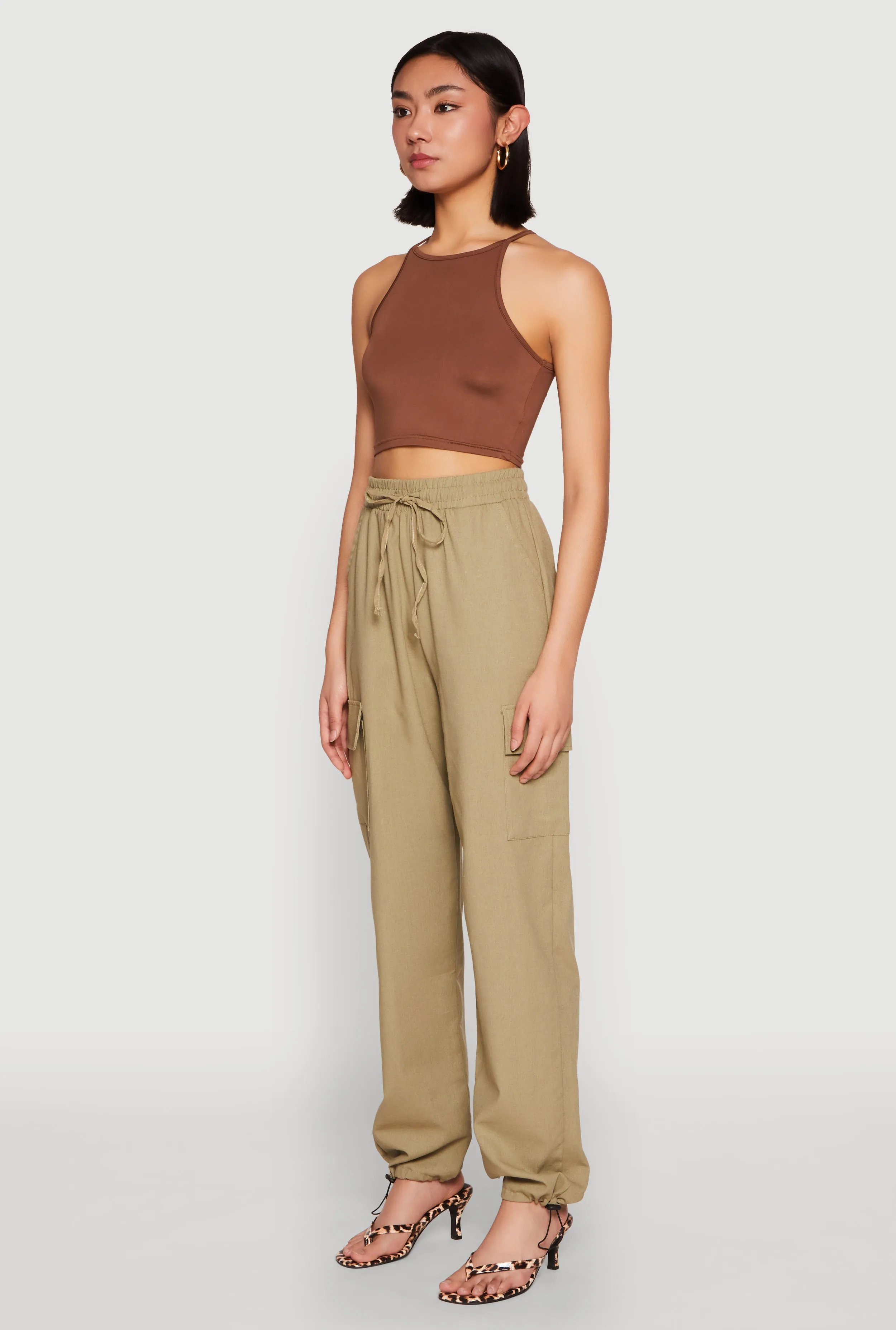 Toggle Drawstring Hem Linen Cargo Pants sold by Rainbow product image thumbnail 3
