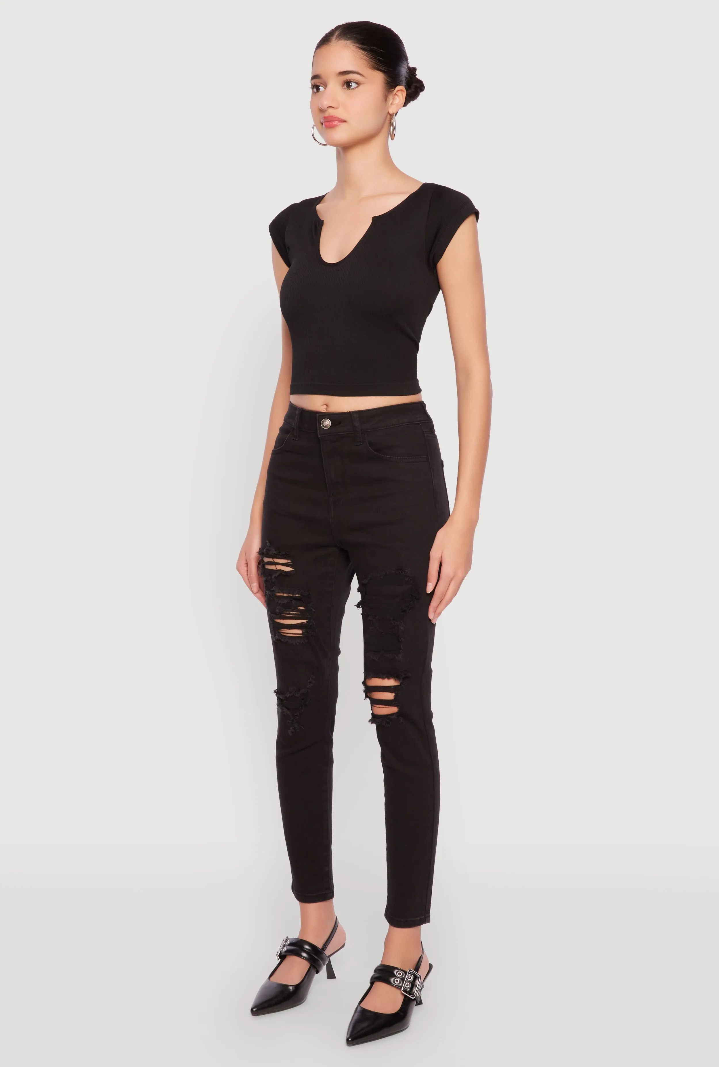 WAX Distressed Patch and Repair Skinny Jeans sold by Rainbow product image thumbnail 3