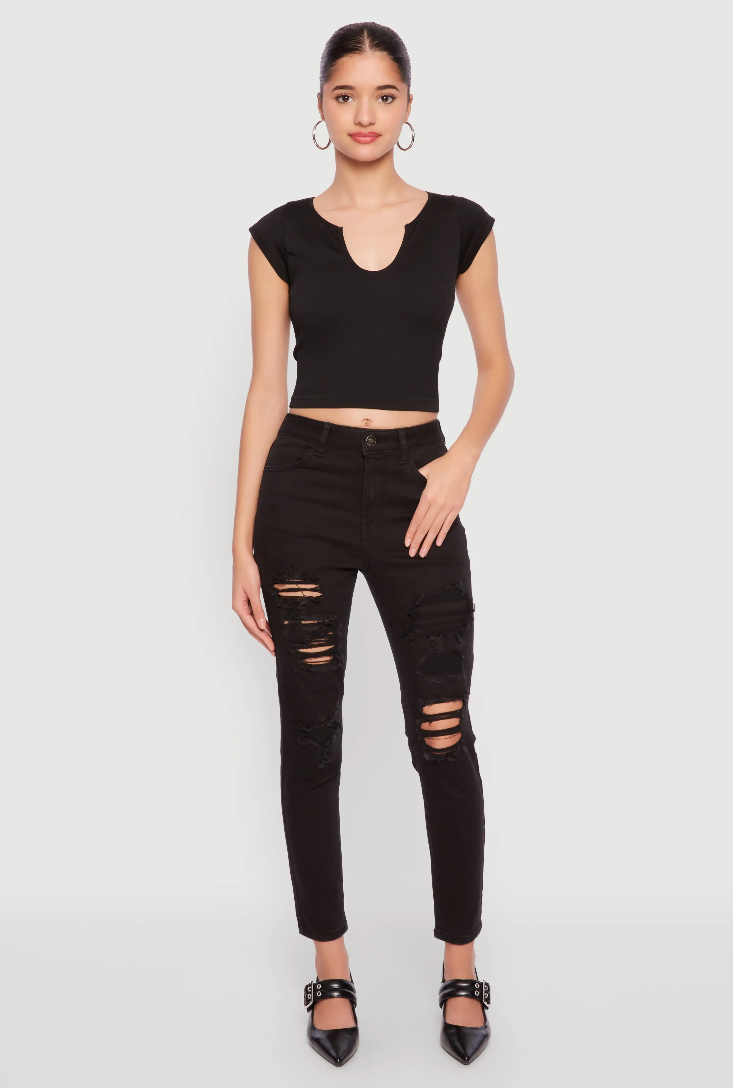 WAX Distressed Patch and Repair Skinny Jeans sold by Rainbow product image thumbnail 2