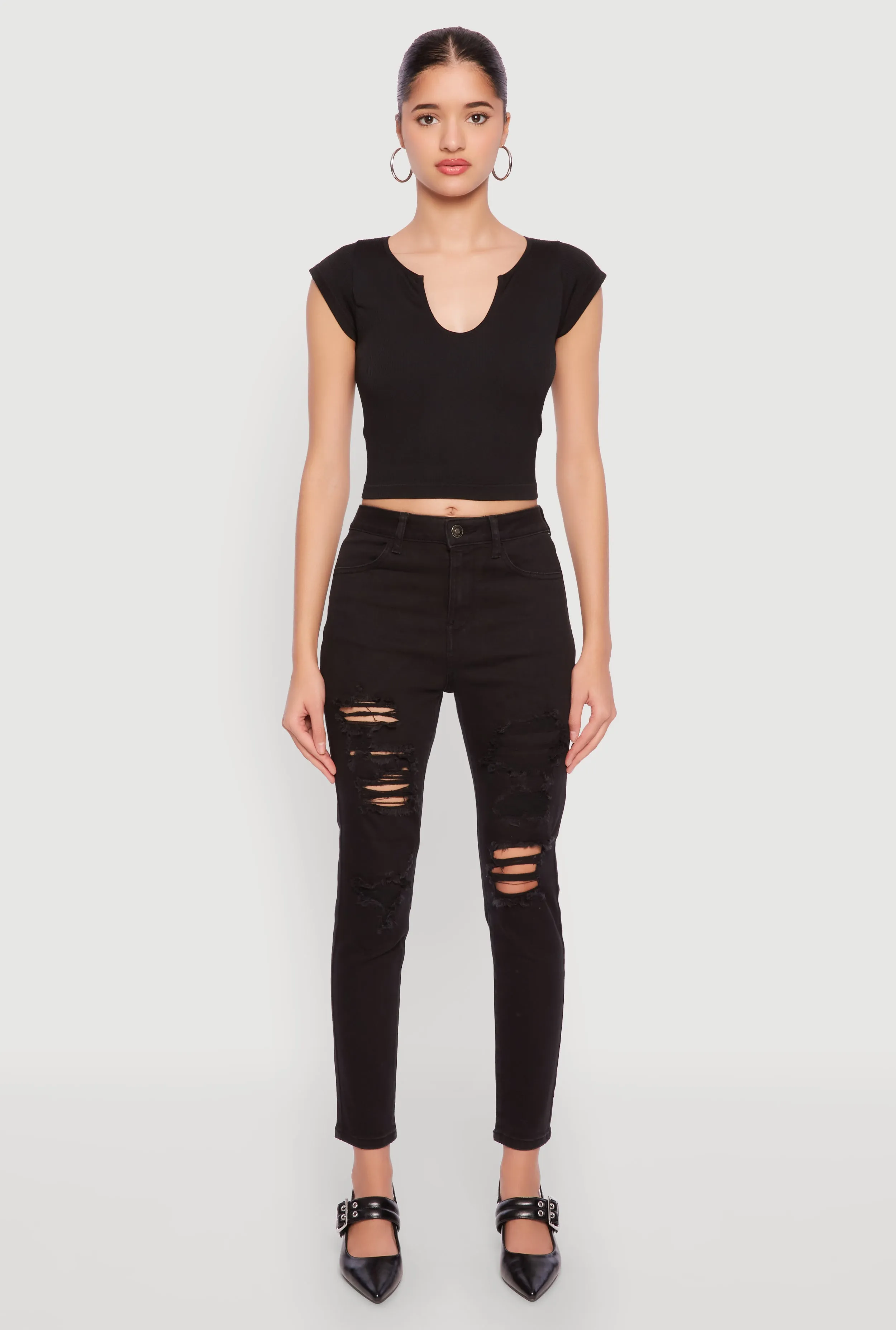 WAX Distressed Patch and Repair Skinny Jeans sold by Rainbow