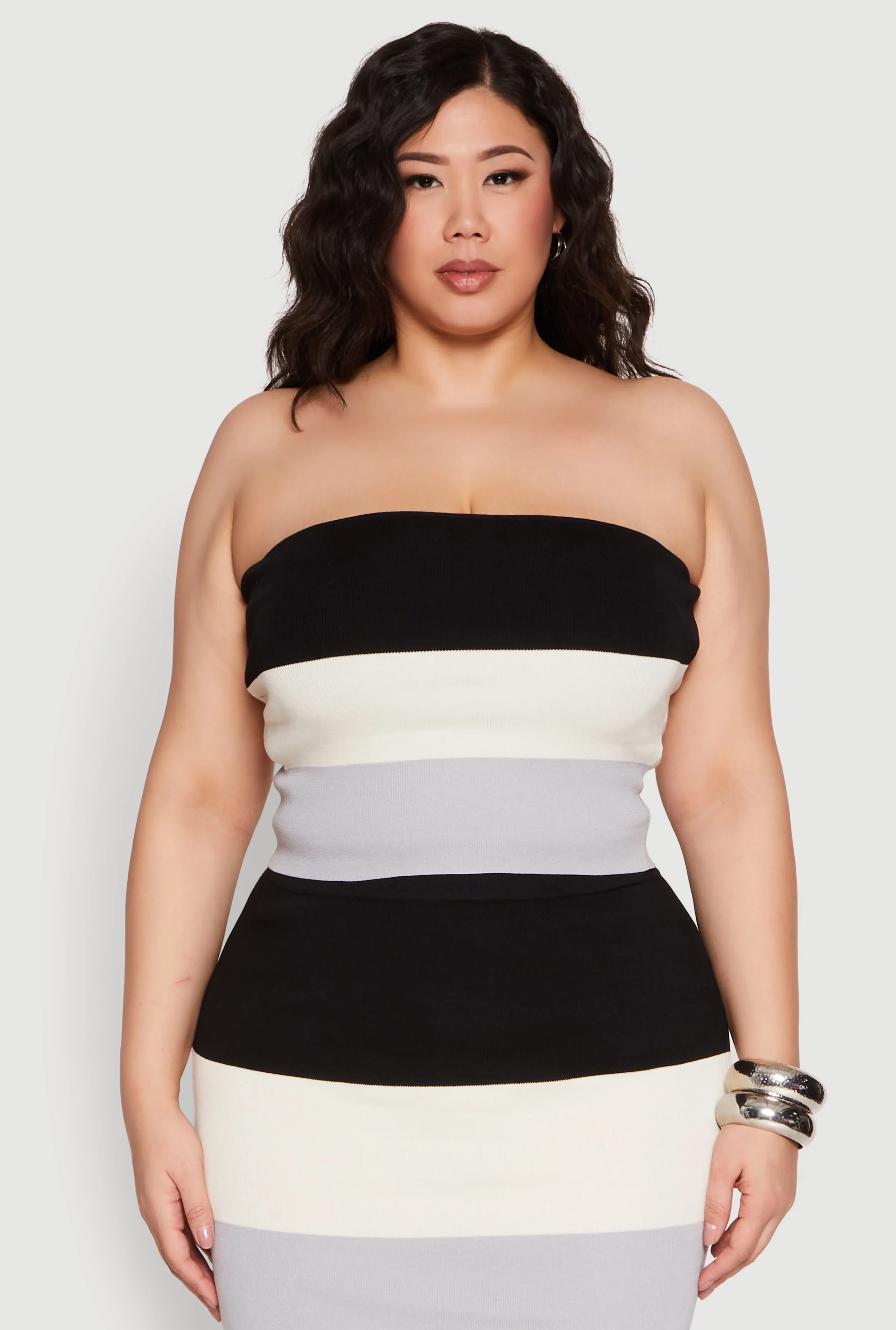 Plus Size Striped Tube Top sold by Rainbow