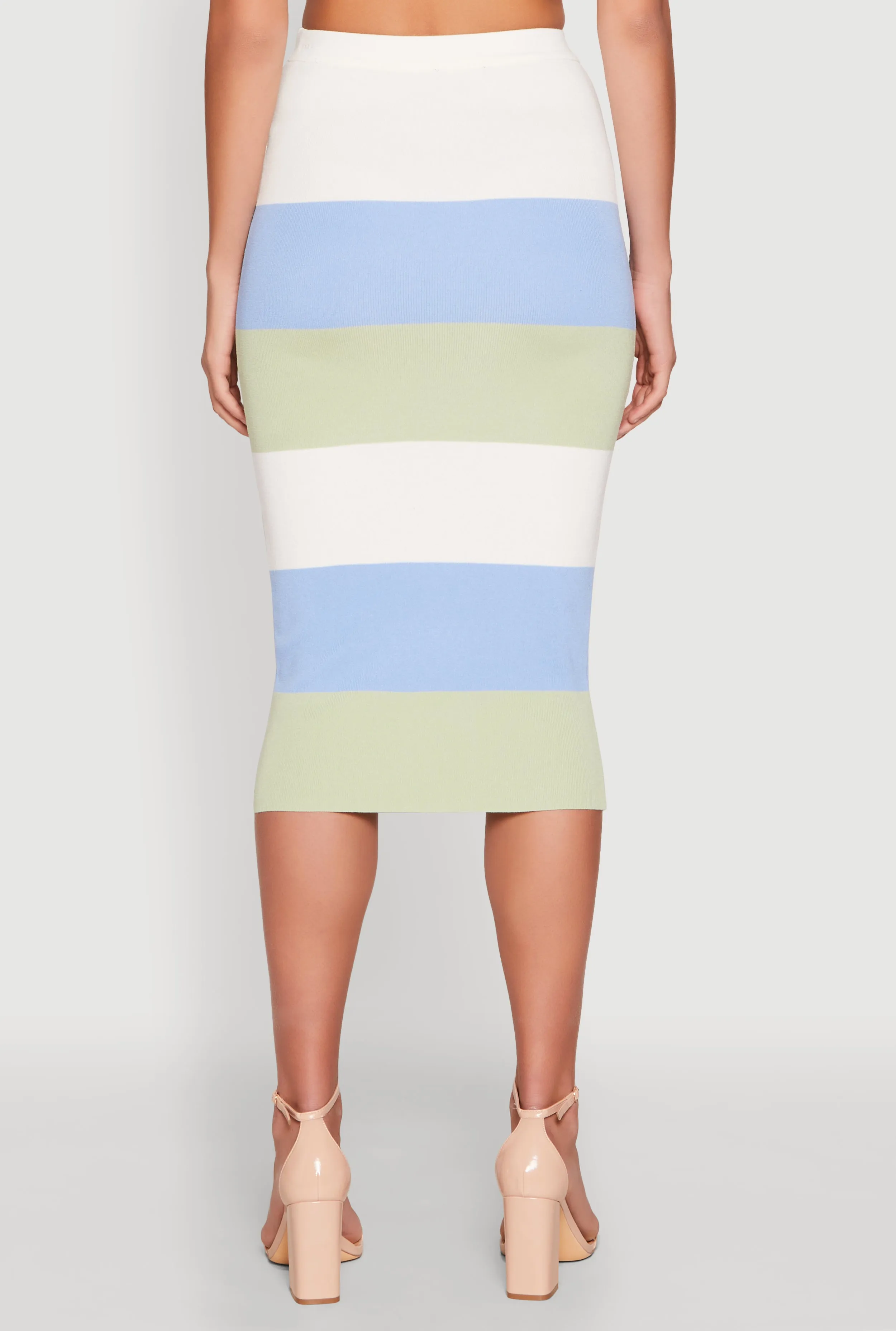 Color Block Knit Midi Skirt sold by Rainbow product image thumbnail 5