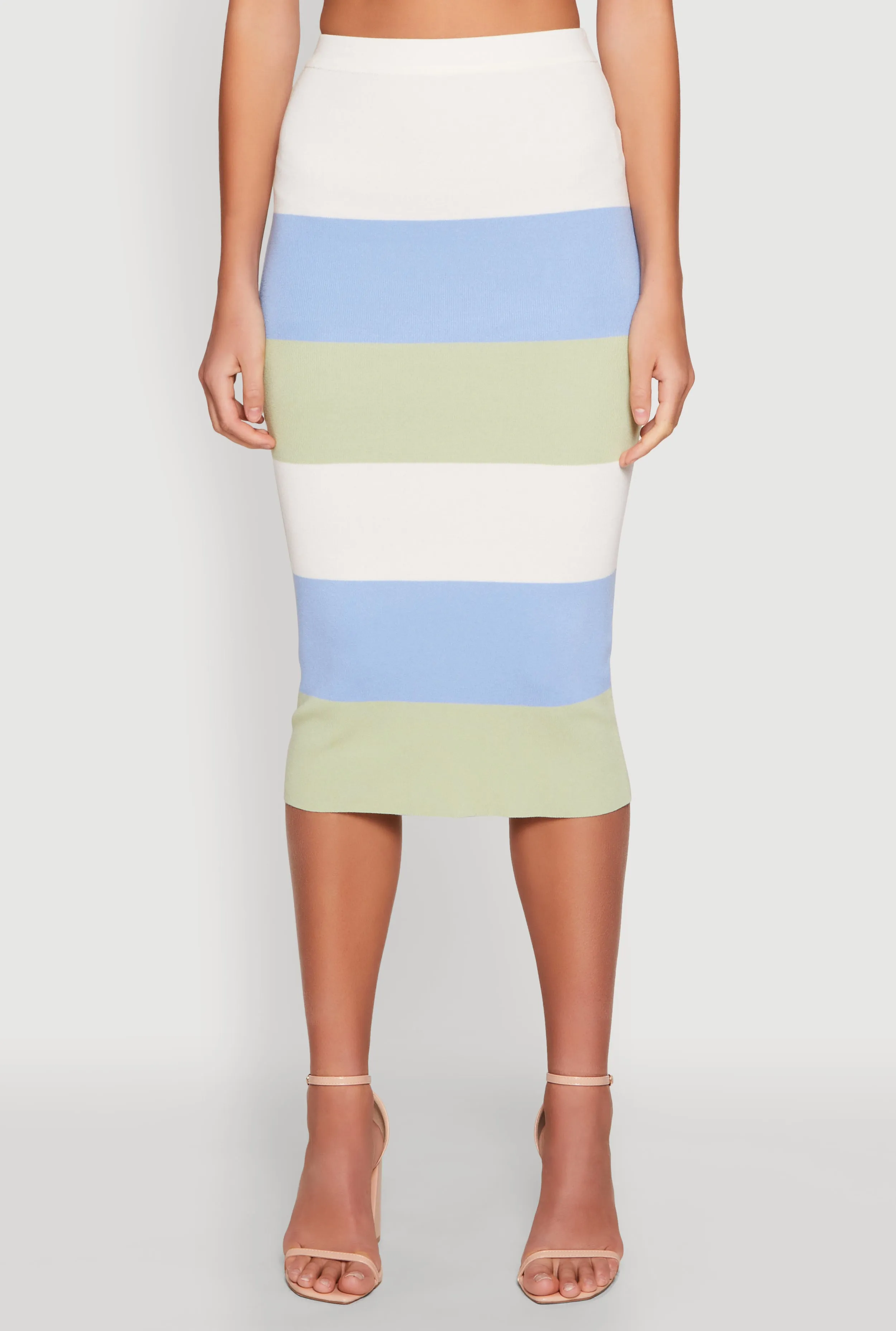 Color Block Knit Midi Skirt sold by Rainbow product image thumbnail 3