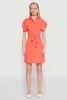 Crepe Knit Tie Waist Belted Shirt Dress sold by Rainbow