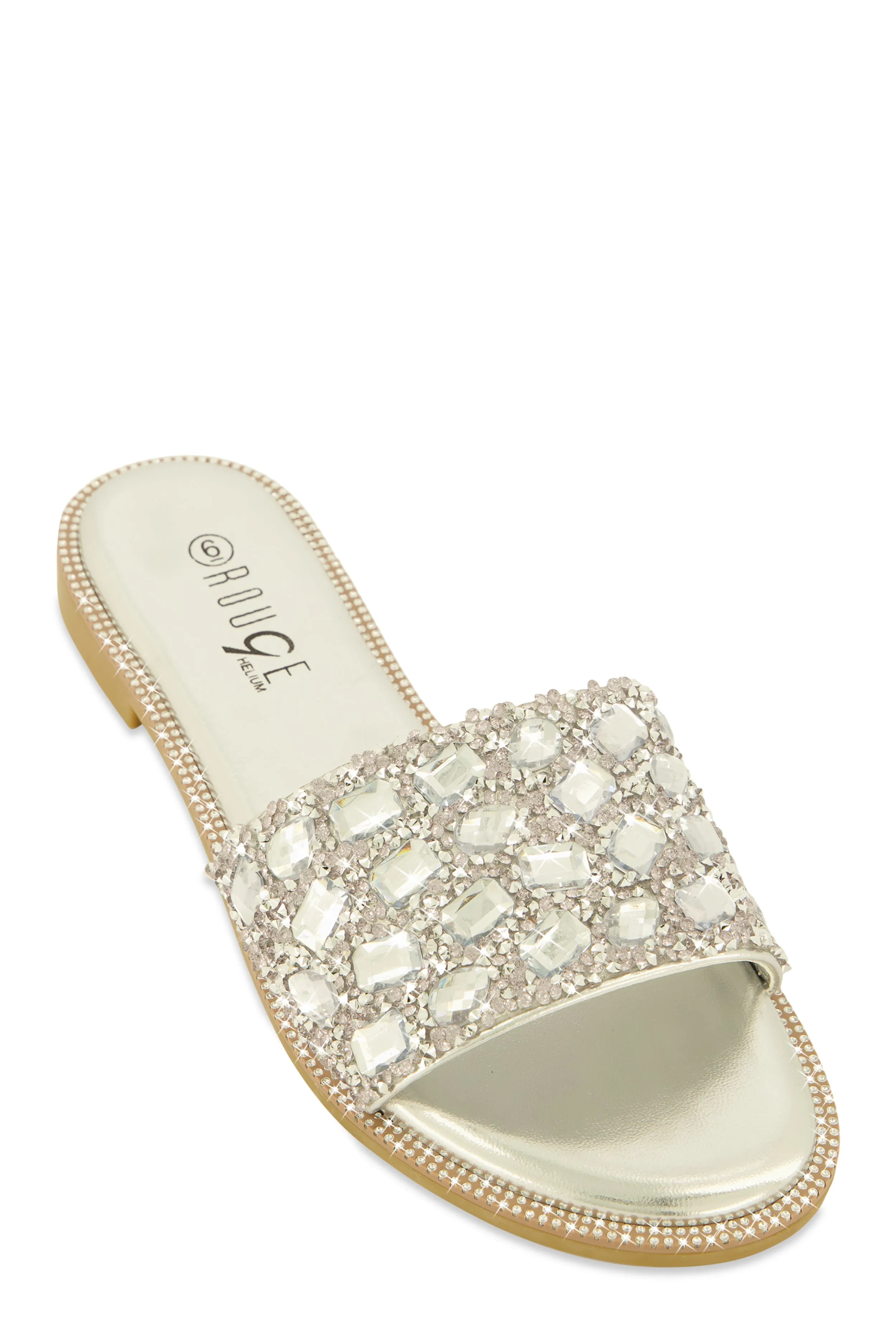 Gemstone Studded Slide Sandals sold by Rainbow