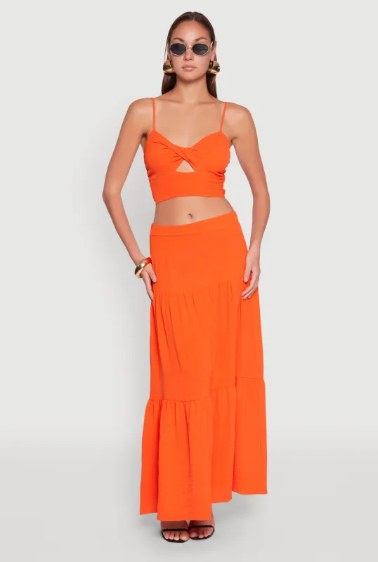 Airy Tiered Maxi Skirt sold by Rainbow