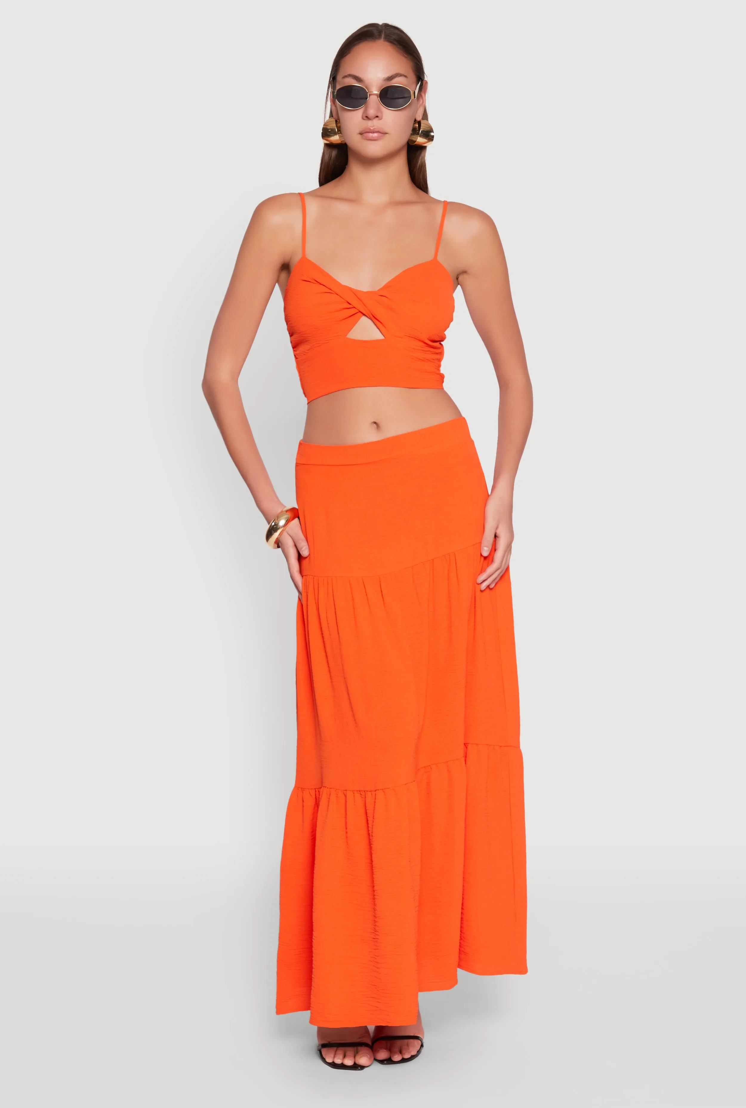 Airy Tiered Maxi Skirt sold by Rainbow