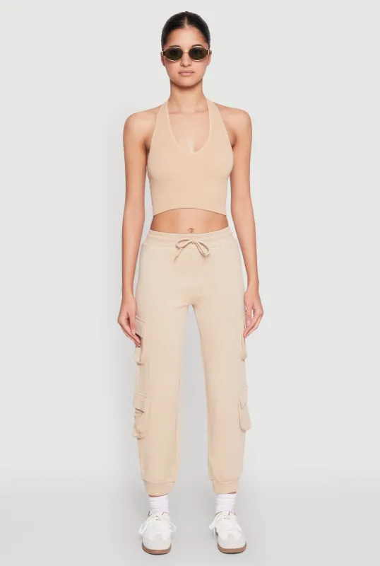 Fleece Lined Cargo Drawstring Joggers sold by Rainbow