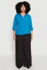 Plus Size Airy Half Button Shirt sold by Rainbow