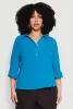 Plus Size Airy Half Button Shirt sold by Rainbow