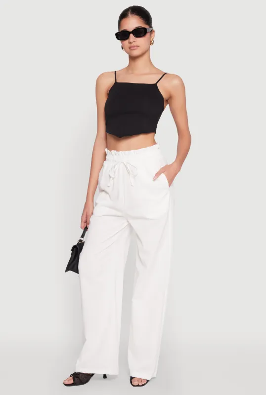 Drawstring Linen Wide Leg Pants sold by Rainbow