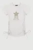 Girls Rhinestone Fringe Star Ruched Top sold by Rainbow