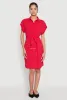 Crepe Knit Tie Waist Belted Shirt Dress sold by Rainbow