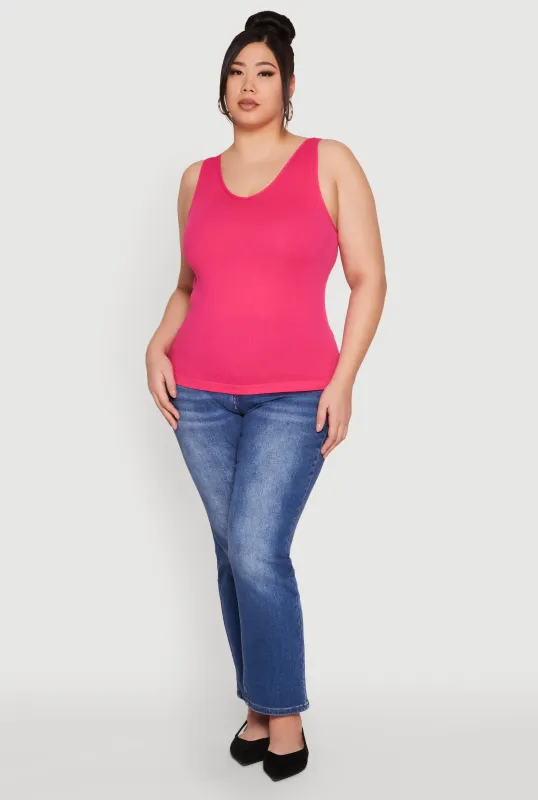 Plus Size Seamless Rib Knit Tank Top sold by Rainbow