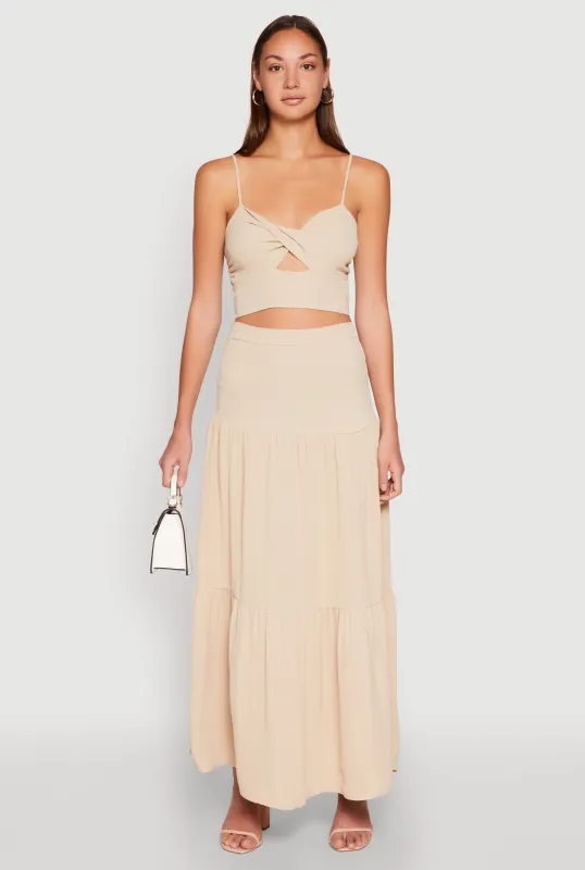 Airy Tiered Maxi Skirt sold by Rainbow